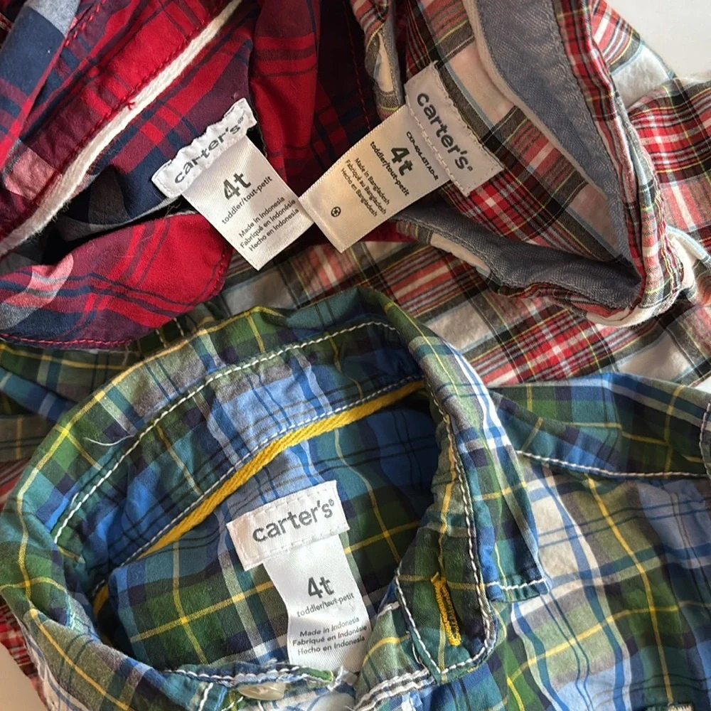 Carters Boys Long Sleeve Oxford Plaid Shirt 4T Plaid Carters shirts Long sleeve